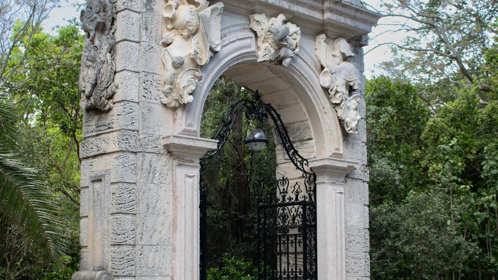 Stone gateposts at a residential estate entrance